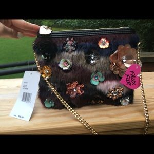 Betsey Johnson faux fur purse
